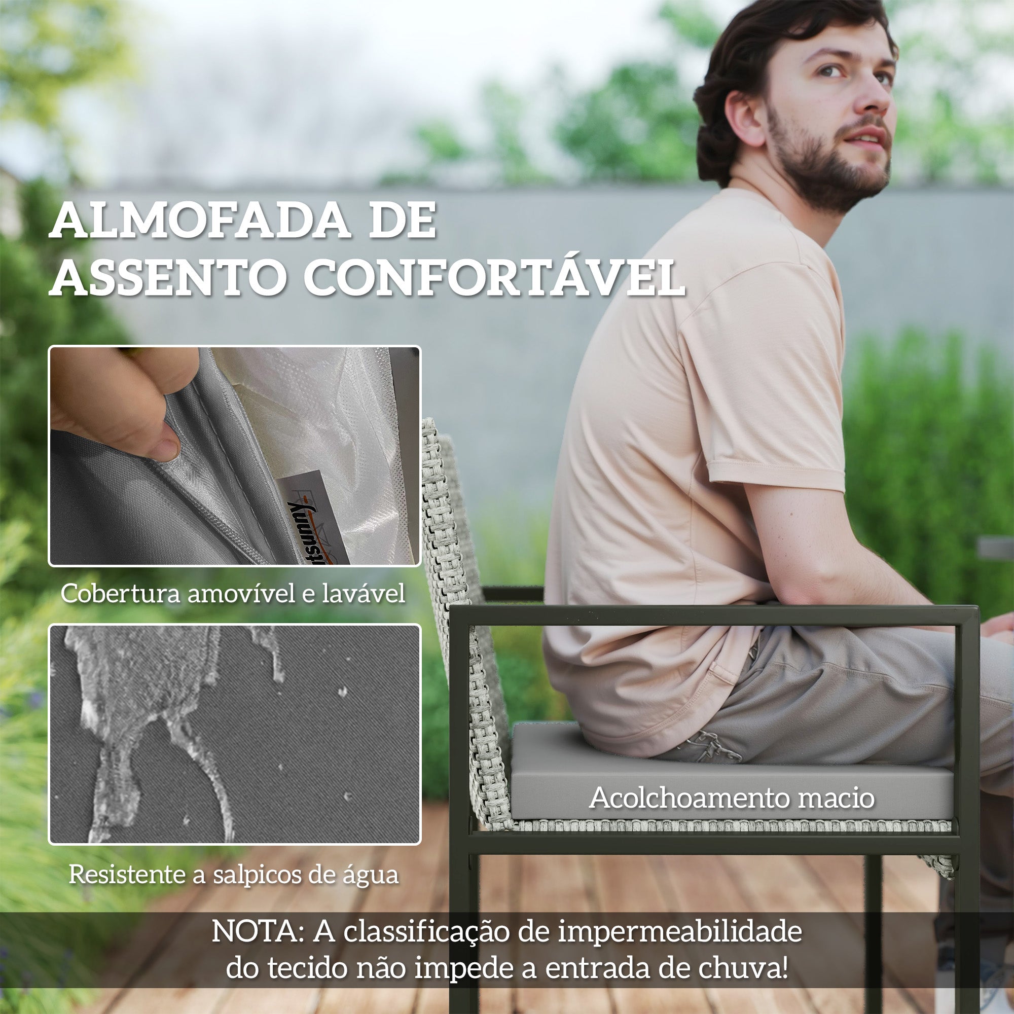 Conjunto de Móveis de Jardim Cinzento 109x109x72 cm - Mesa, Cadeiras e Bancos em Vime Sintético