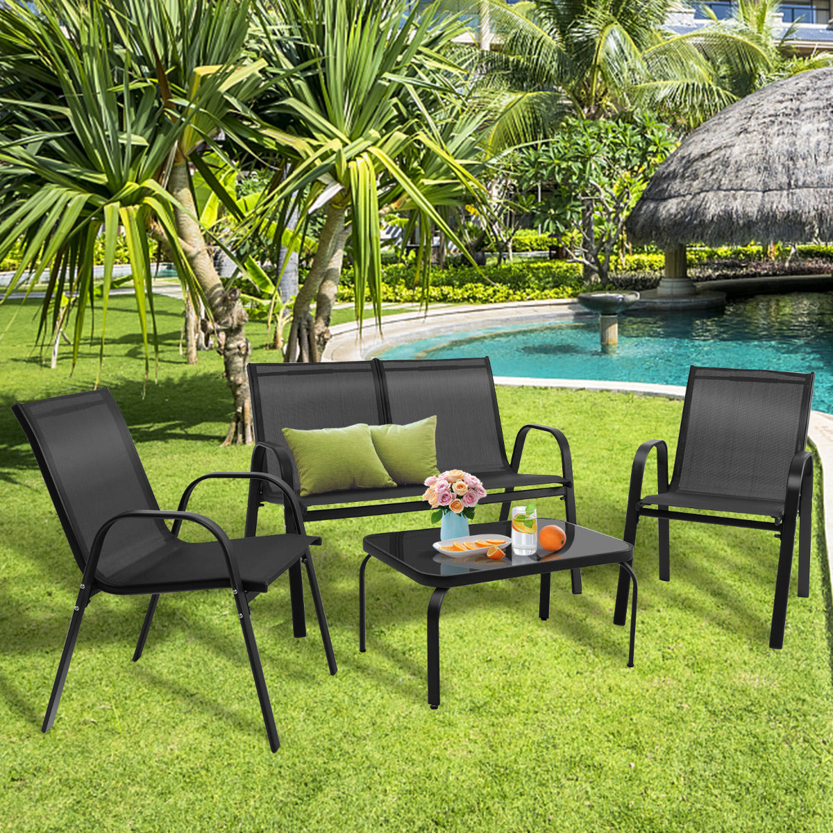 Conjunto de Móveis de Jardim – Aço – Vidro Temperado