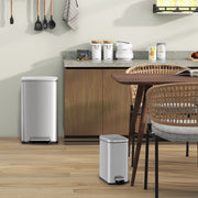 Conjunto de Latas de Lixo em Aço – 40L e 6L – Prateado