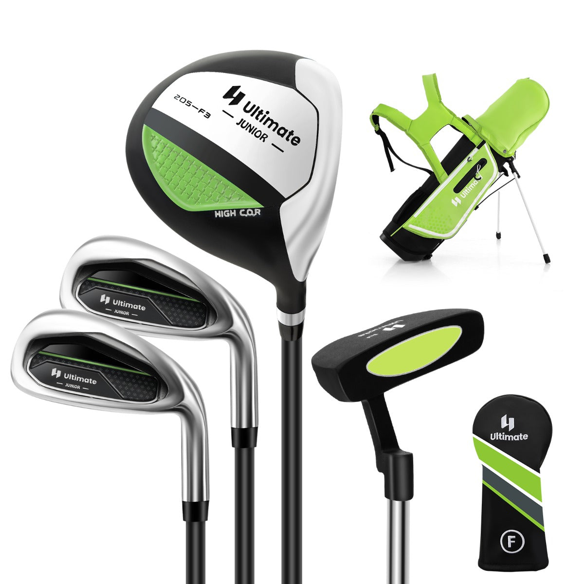 Conjunto de Palos de Golfe para Crianças – Verde – Liga de Alumínio, Aço Inoxidável, Zinco