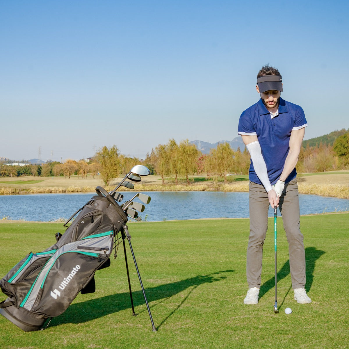 Conjunto Completo de Taco de Golfe – 11 peças – Verde – Metal