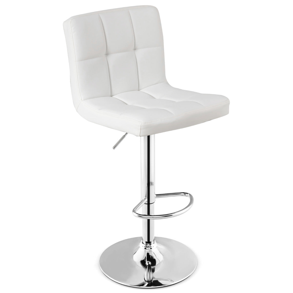 Banco de Bar – Altura ajustável 65 cm a 85 cm – Branco – Pele sintética