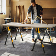 Conjunto de 2 Cavalete de Serra Cavalete Dobrável com 2 x 4 Braços de Suporte Altura Ajustável 61,5 - 82,7 cm até 1180 kg Amarelo