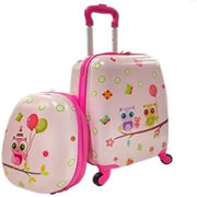 Conjunto de 2 Malas de Viagem para Crianças com Rodas Mala Mochila de Casco Rígido Rosa Claro