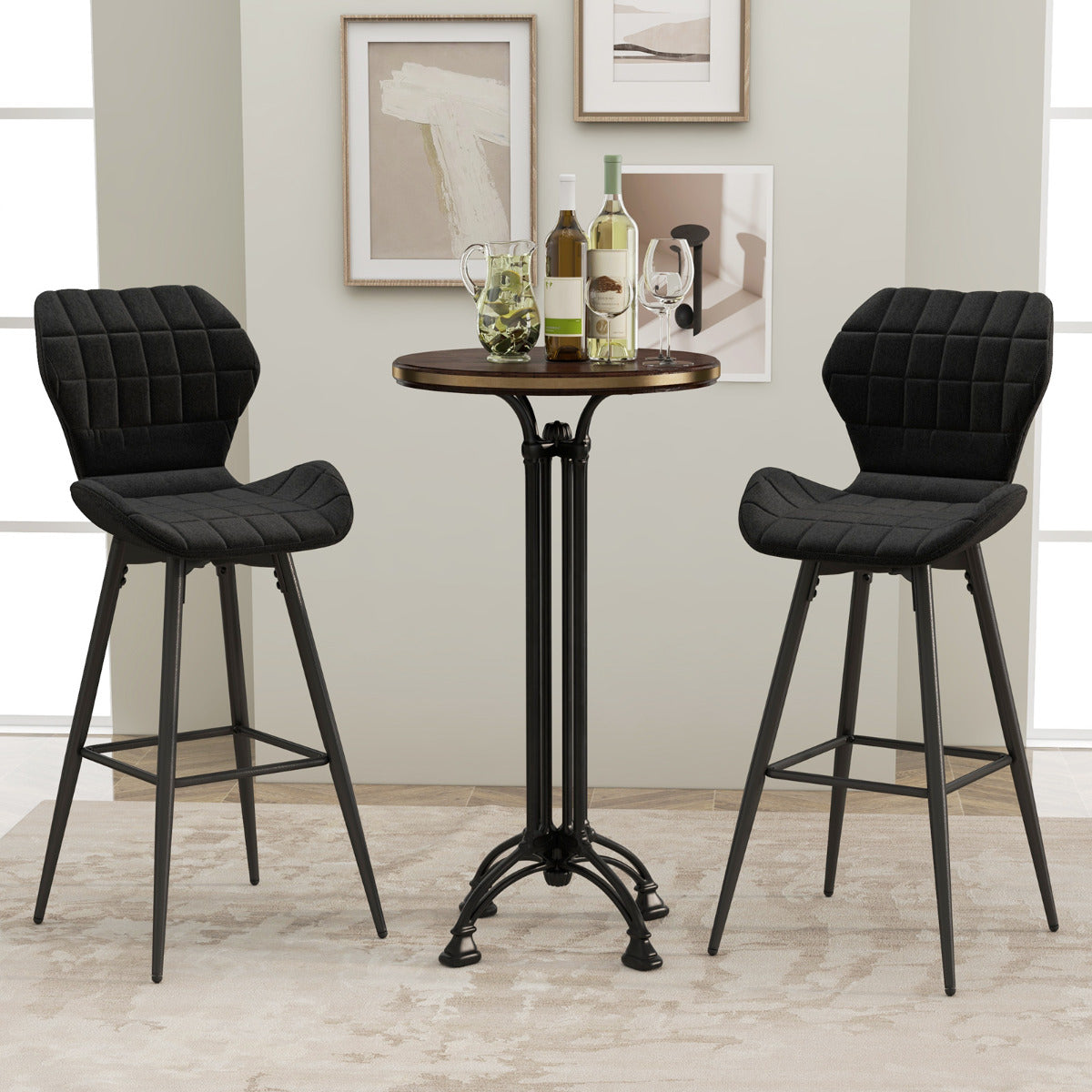 Conjunto de 2 Banquetas de Bar – 51 x 48 x 104 cm – Preto – Metal