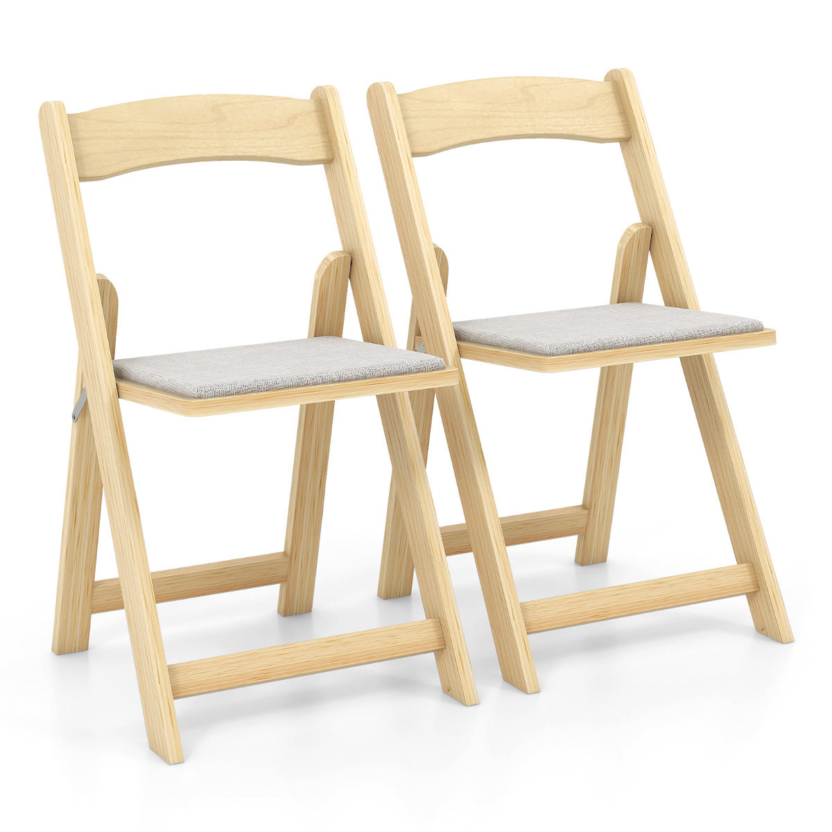 Conjunto de 2 Cadeiras de Jantar Dobráveis – Madeira de Borracha – Acolchoadas – Couro de PVC