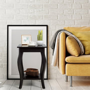 Conjunto de 2 Mesas de Cabeceira de 2 Níveis com Pernas Curvas Mesas de Apoio para Quarto, Sala de Estar e Sala de Estar 40 x 40 x 60 cm Castanho