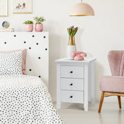 Conjunto de 2 Mesas de Cabeceira com 3 Gavetas e Estrutura Resistente para Sala e Quarto 46 x 37 x 65 cm Branco
