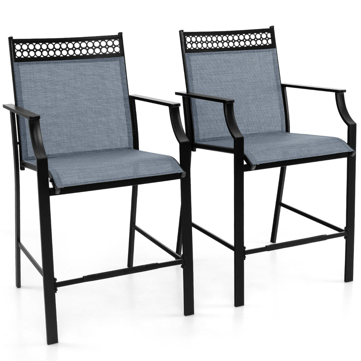 Conjunto de 2 Bancos de Bar Metálicos – 63 cm – Azul