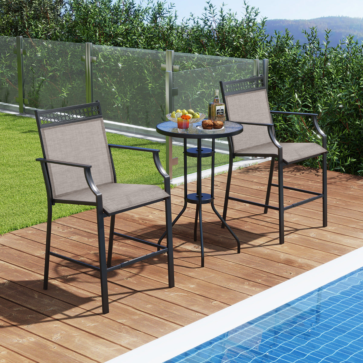 Conjunto de Banquetas de Bar para Exterior – 63 cm – Metálicas