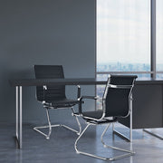Juego de 2 Cadeiras de Escritório Cadeira de Conferência e Recepção Moderna Pele de PU Cadeiras de Visitante Encosto Médio 54 x 63 x 92 cm Preto