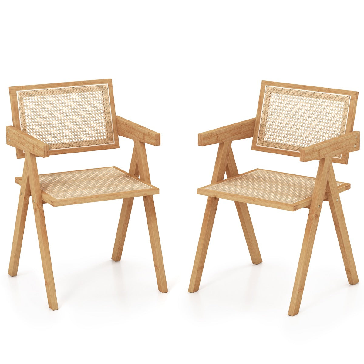Conjunto de 2 Cadeiras de Jantar – 50 x 52 x 81 cm – Natural – Bambu e Vime