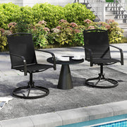 Par de 2 Cadeiras Giratórias de Pátio Baloiçantes em Malha 360° com Encosto Alto e Base Metálica Redonda para Jardim, Piscina, Varanda - Preto