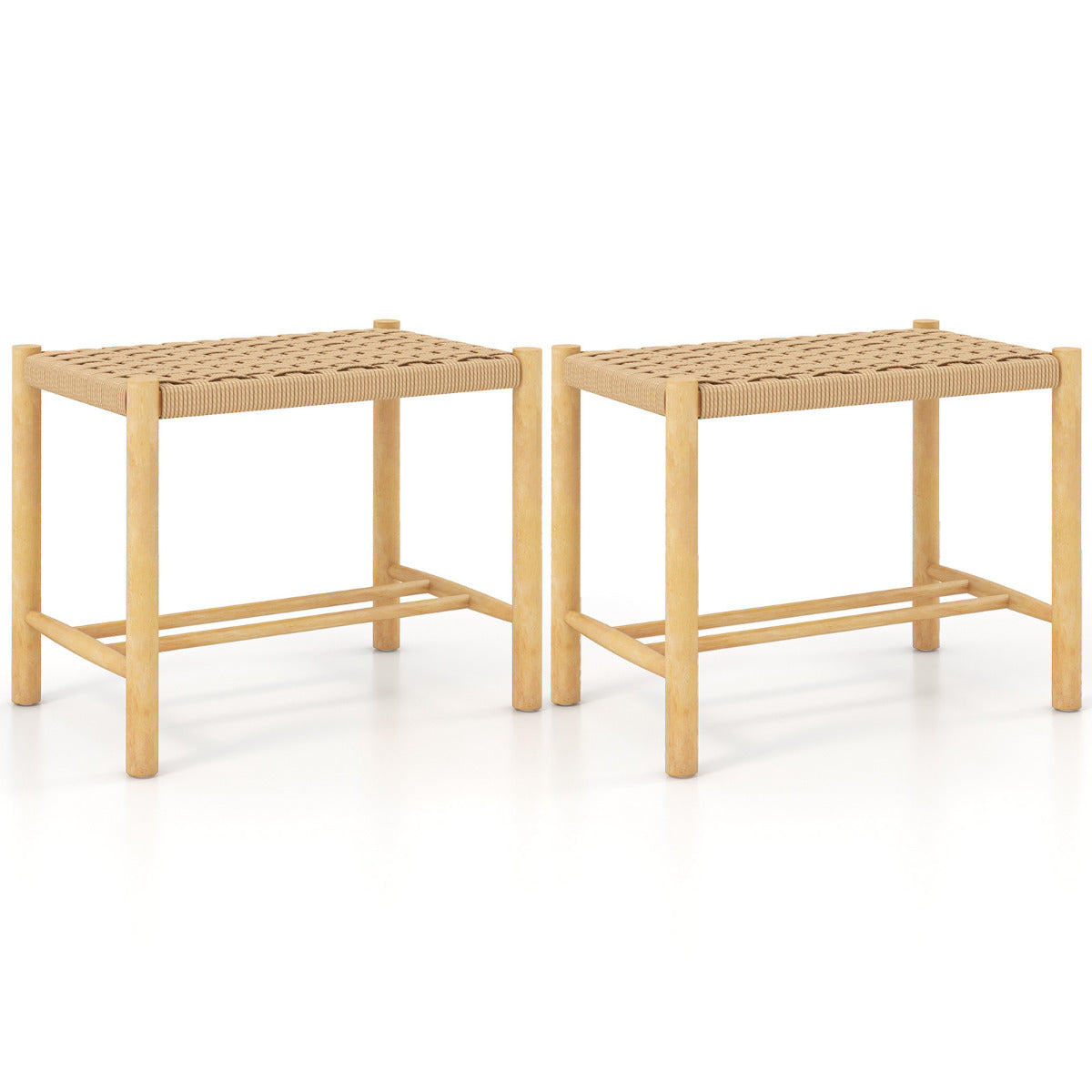 Conjunto de 2 Banquetas de Bar – 56 x 36 x 45 cm – Natural – Madeira de Borracha