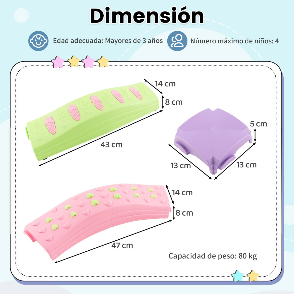 Conjunto de Barras de Equilíbrio – 20 peças – Verde – PP