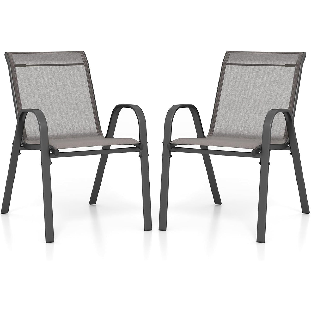 Cadeiras de Jardim Empilháveis – 55 x 67 x 83 cm – Cinzento – Tecido Respirável