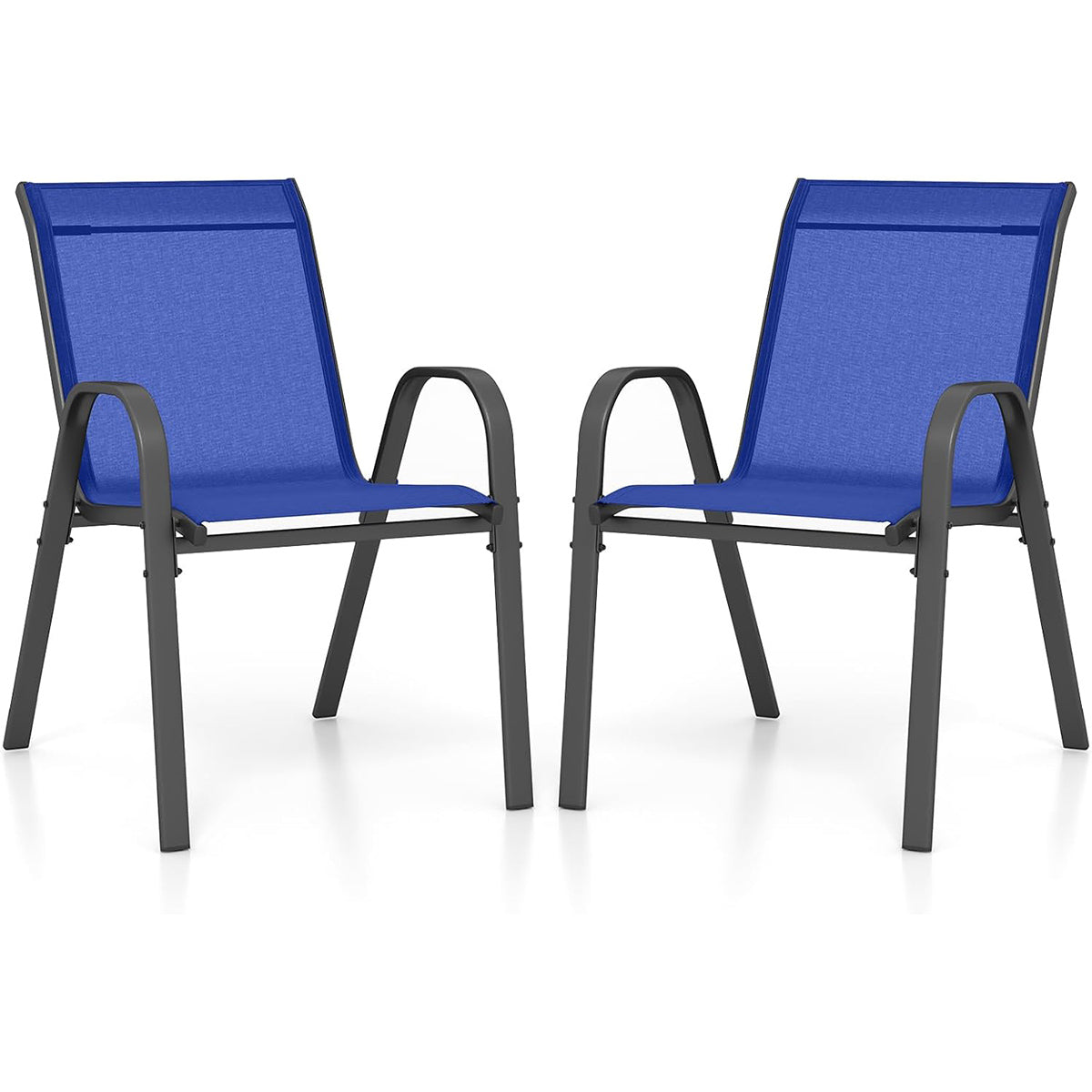 Conjunto de 2 Cadeiras de Jardim – 55 x 67 x 83 cm – Azul – Tecido e Metal