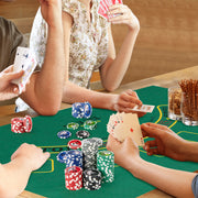 Conjunto de 300 Fichas de Póquer Texas Holdem com 2 Baralhos de Cartas, Botão de Distribuidor, Tapete e Estojo de Alumínio