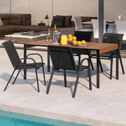 Conjunto de 4 Cadeiras de Jardim Empilháveis Confortável Poltrona de Terraço com Apoio de Braços Encostos em Metal e Têxtil 56 x 70 x 84 cm Preto