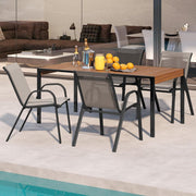 Conjunto de 4 Cadeiras de Jardim Empilháveis Confortáveis Cadeirão de Terraço com Apoio de Braços Encostos de Metal e Tecido 56 x 70 x 84 cm Cinzento