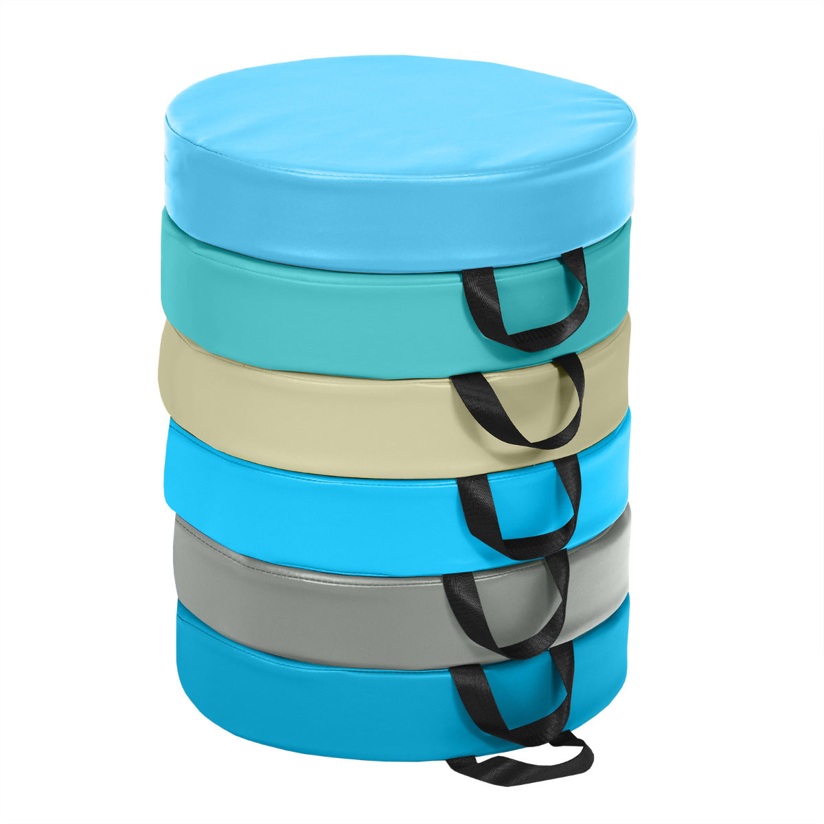 Conjunto de 6 Almofadas Redondas para Crianças – Esponja e PU – Coloridas