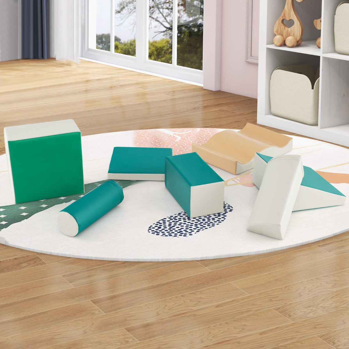 Conjunto de 7 Peças de Atividades de Escalar e Rastejar – Verde – Espuma