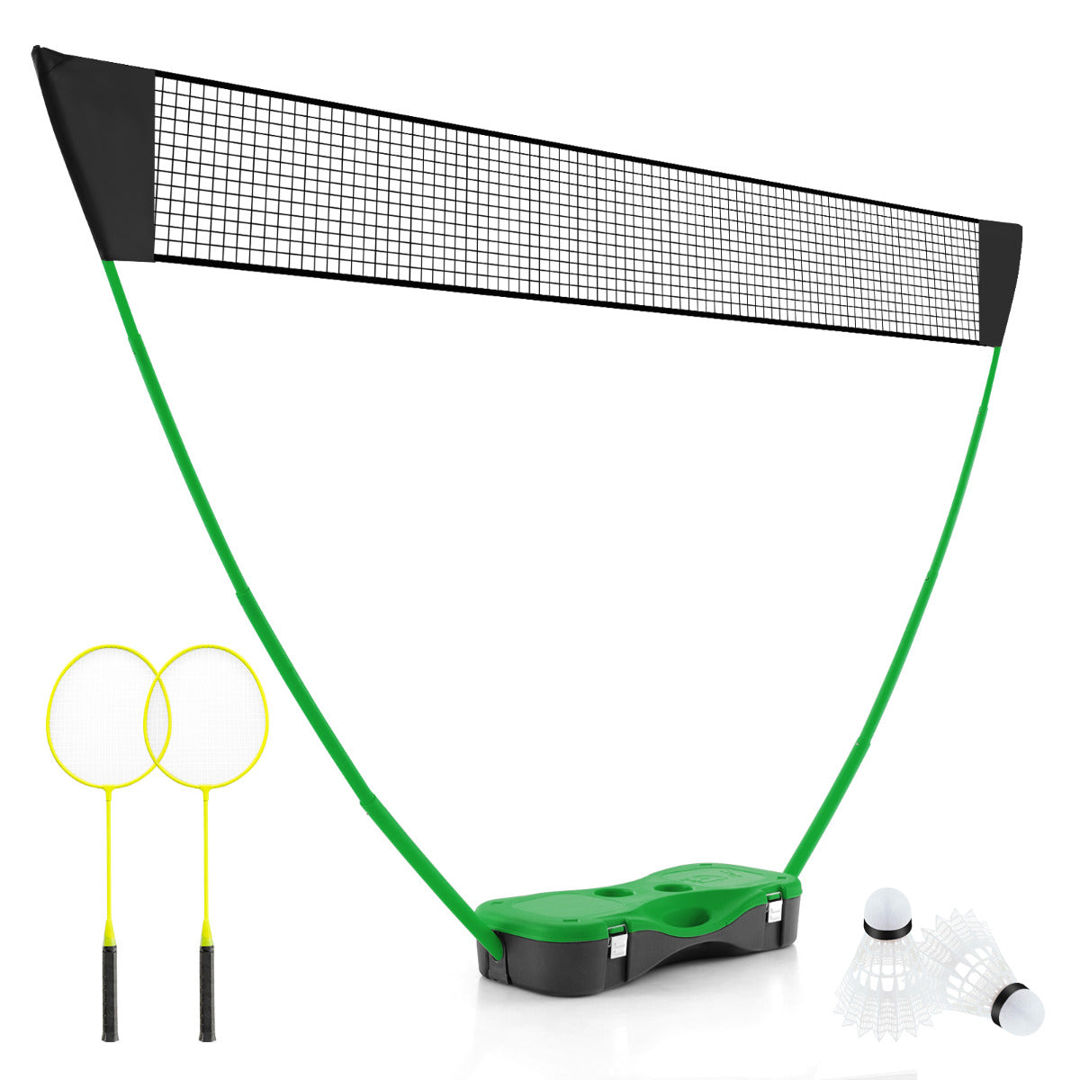 Conjunto de Bádminton Portátil – 270 x 33,5 x 160 cm – Verde – PVC