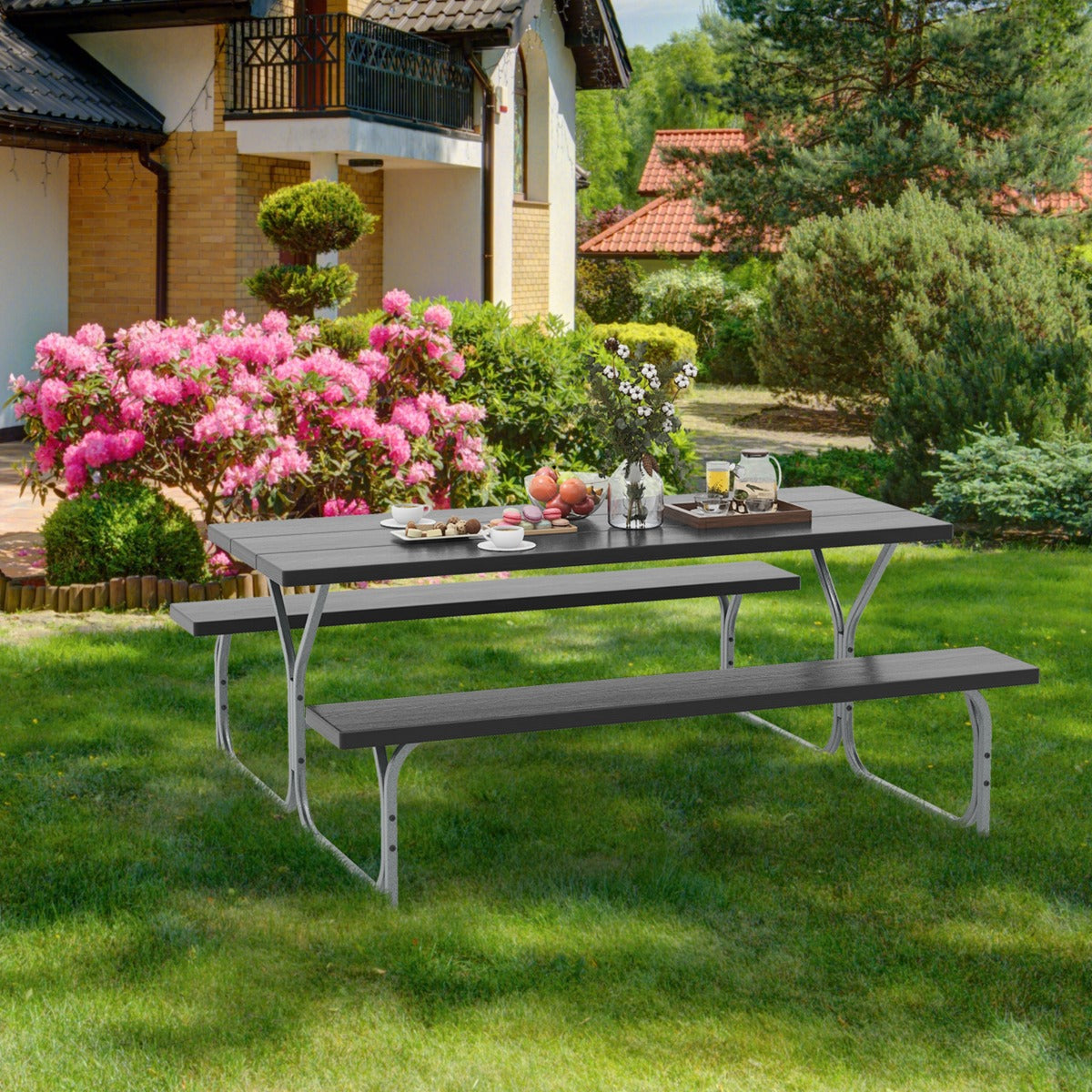 Mesa de Piquenique – 183 x 73 x 76 cm – Preto – HDPE e Metal