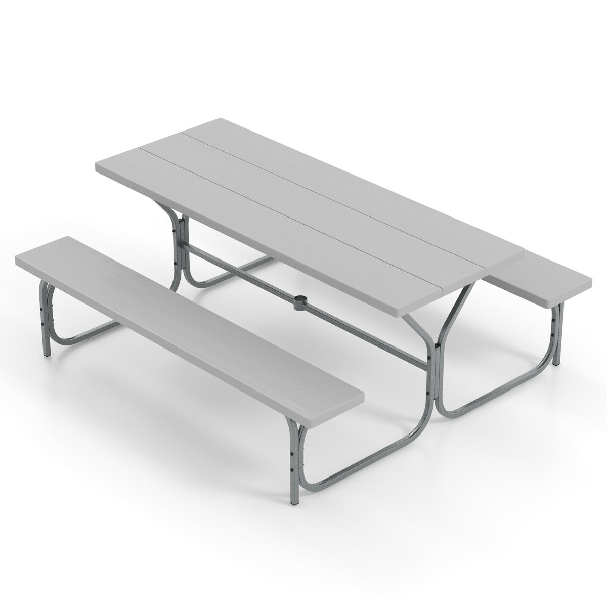 Mesa de Piquenique com Bancos – 183 x 73 x 76 cm – Cinzento – HDPE