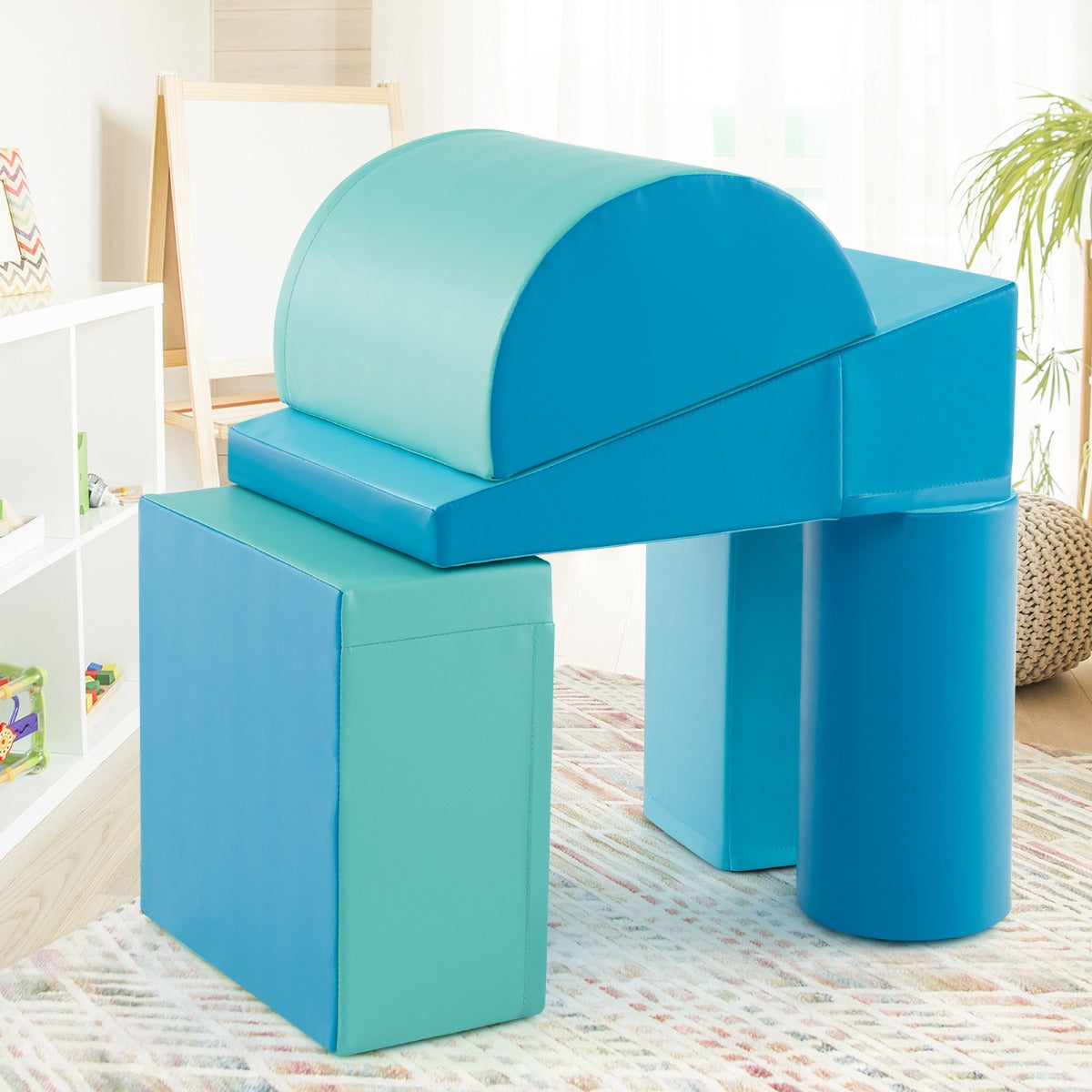 Conjunto de Blocos de Espuma para Bebé – 5 blocos – Verde e Azul – PU