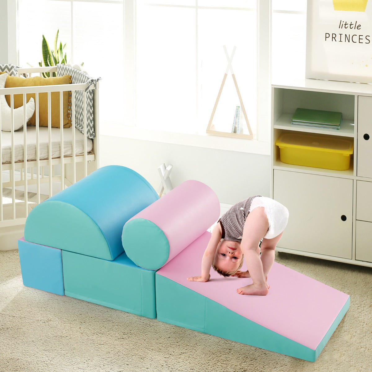 Conjunto de Blocos de Espuma – 5 peças – Verde e Rosa – PU e EPE