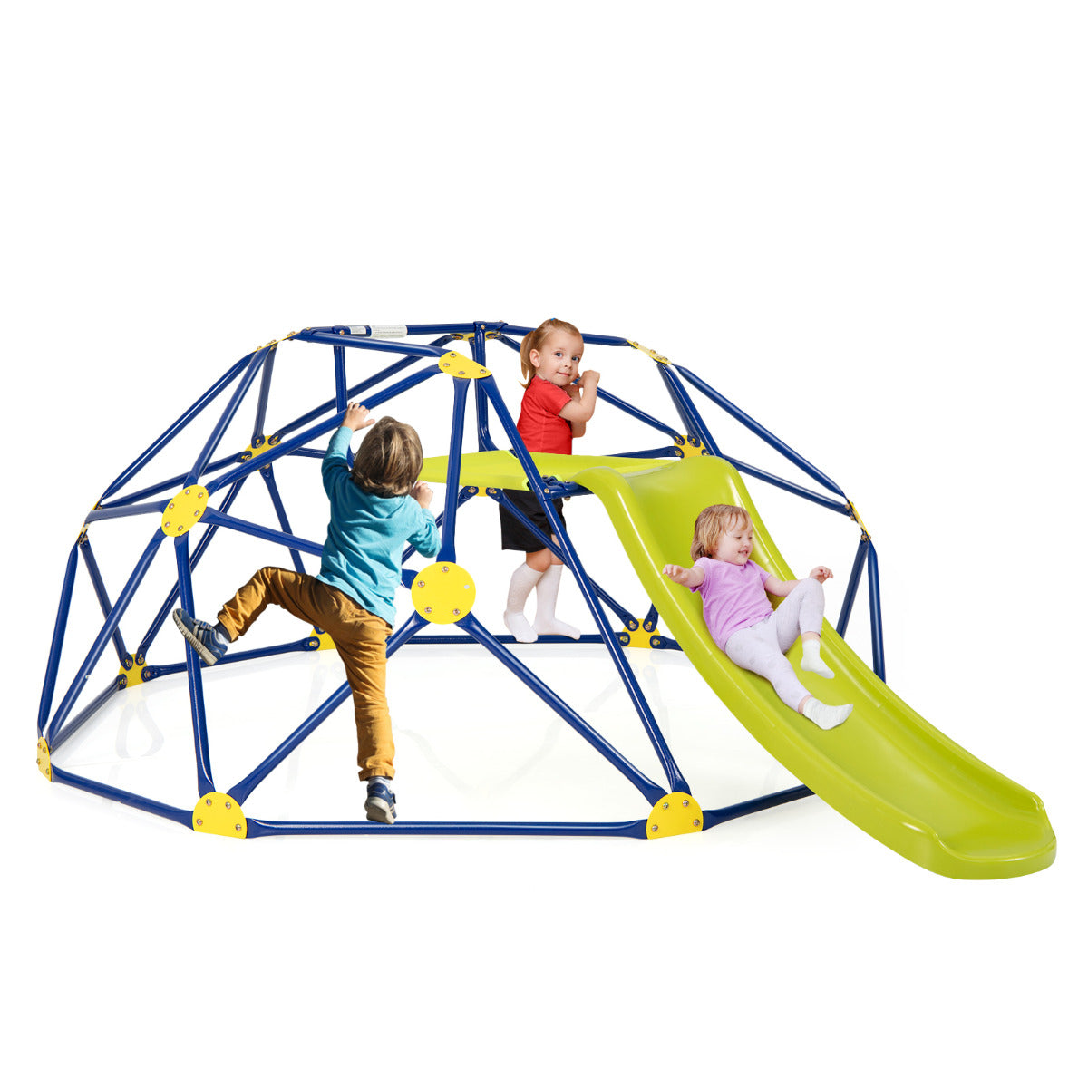 Parque Infantil de Escalada Geométrica com Escorrega - Capacidade de Carga 180 kg - Amarelo