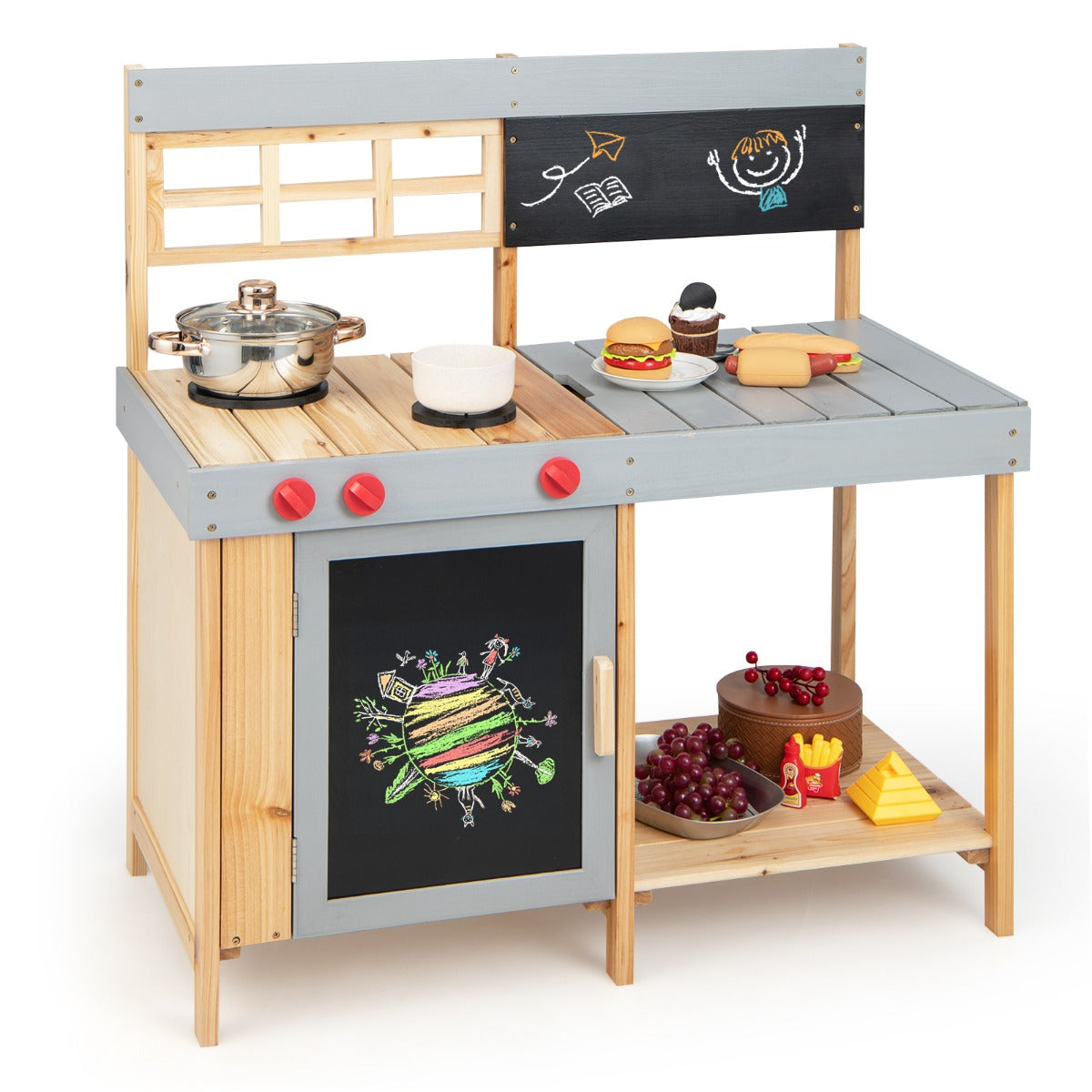 Cozinha de Brinquedo Infantil – 89 cm x 45 cm x 90 cm – Madeira Natural