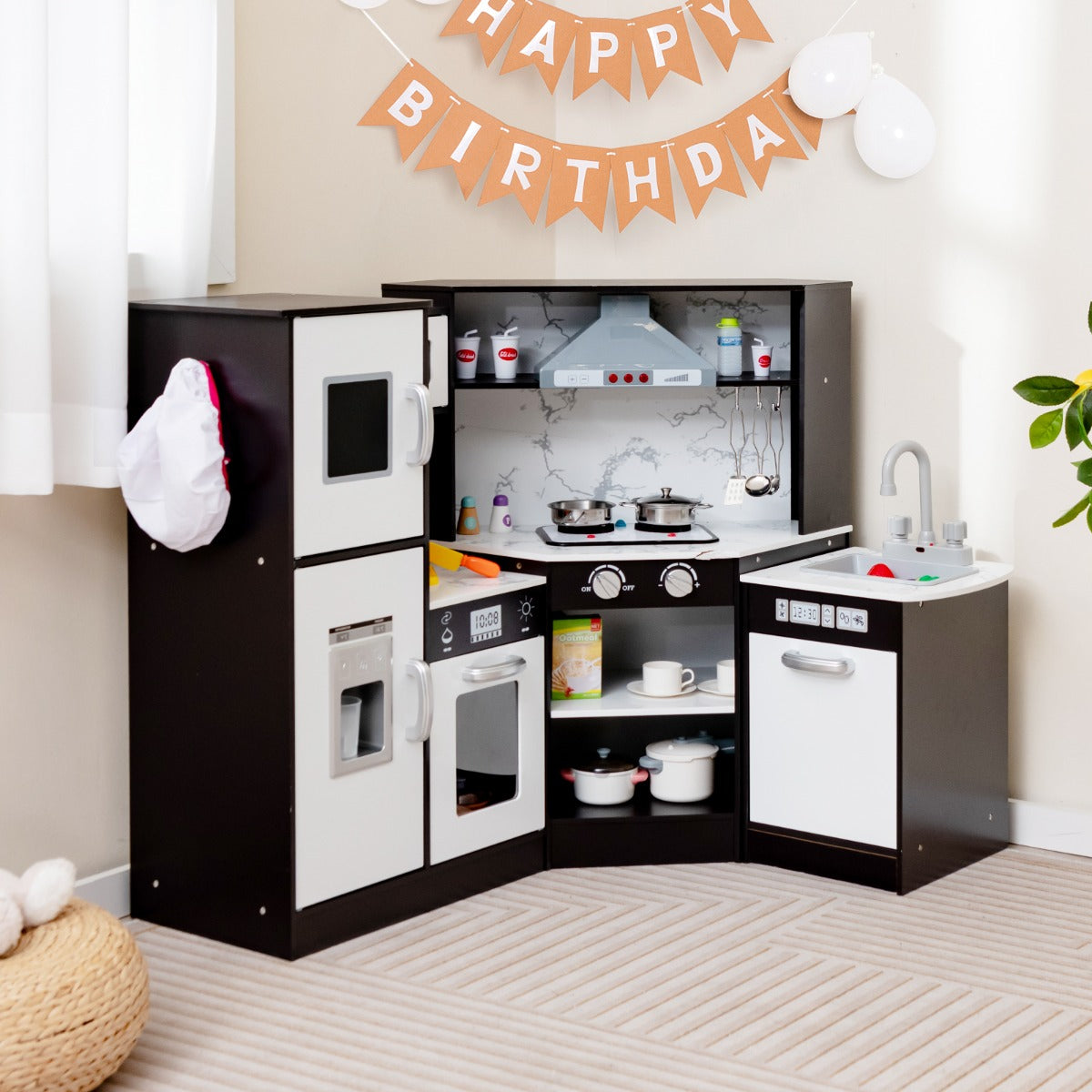 Cozinha de Canto em Madeira – com Lavatório Separado – Café