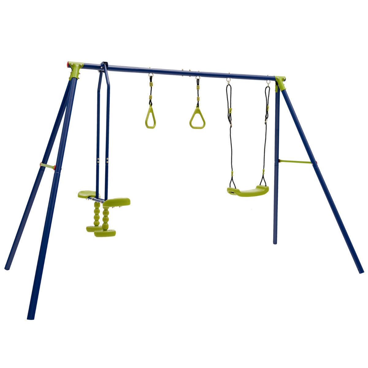 Jogo de Baloiço 3 em 1 para Crianças 3+ 200 KG com Baloiço Anilhas de Ginásio Estrutura de Metal para Pátio Jardim Parque 278 x 142 x 177cm