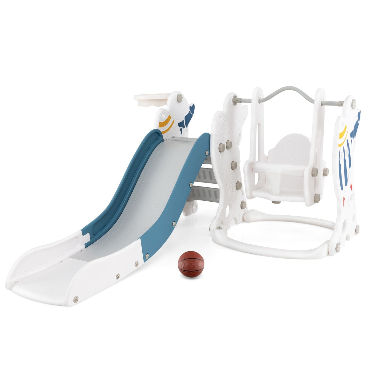 Parque Infantil Interior 4 em 1 com Deslizador e Columpio – Azul