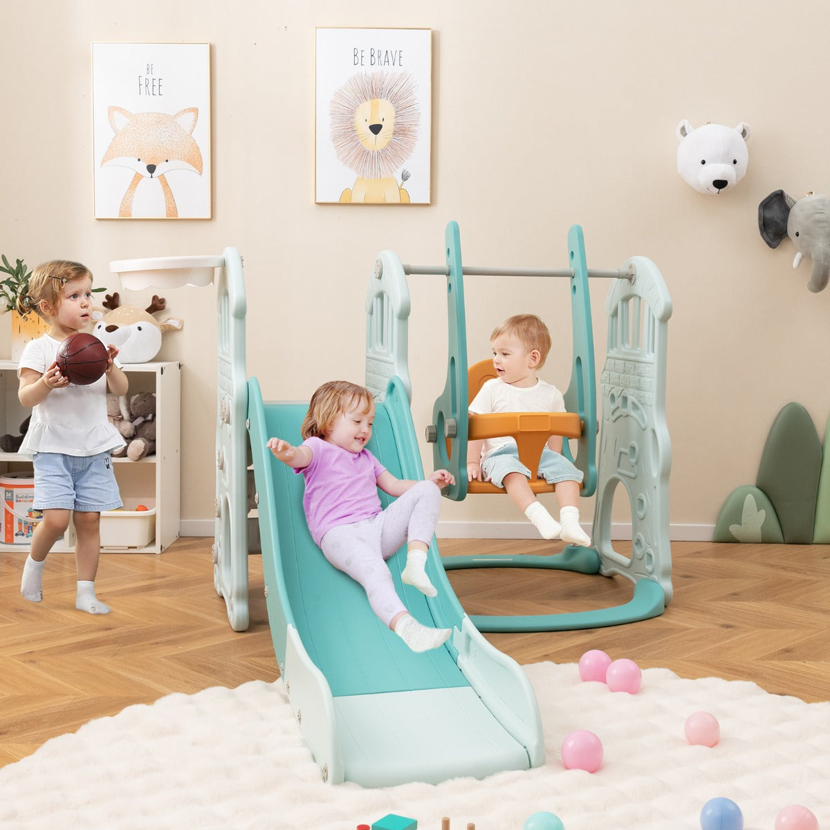 Parque Infantil 4 em 1 – Azul – Plástico