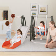 Conjunto de Escorrega e Baloiço 4 em 1 para Crianças – 84 x 150 x 193 cm – Laranja – HDPE