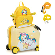 Conjunto de Bagagem Infantil – 18" e 12" – Amarelo Claro – Casca Dura