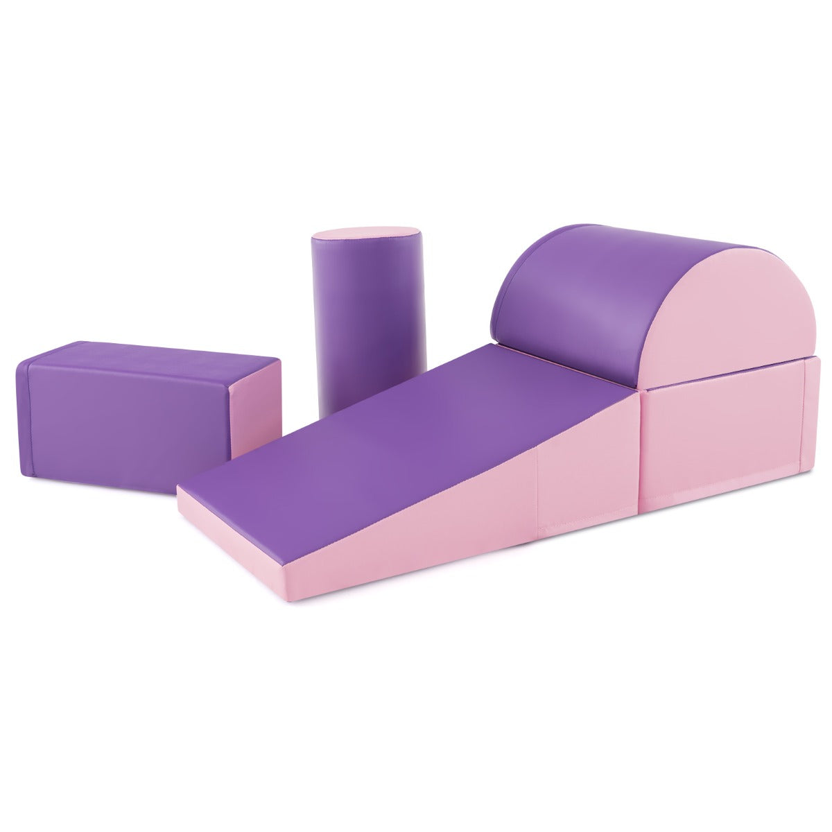 Conjunto de Espuma Suave de 5 Peças para Escalar e Rastejar para o Desenvolvimento Infantil em Roxo e Rosa