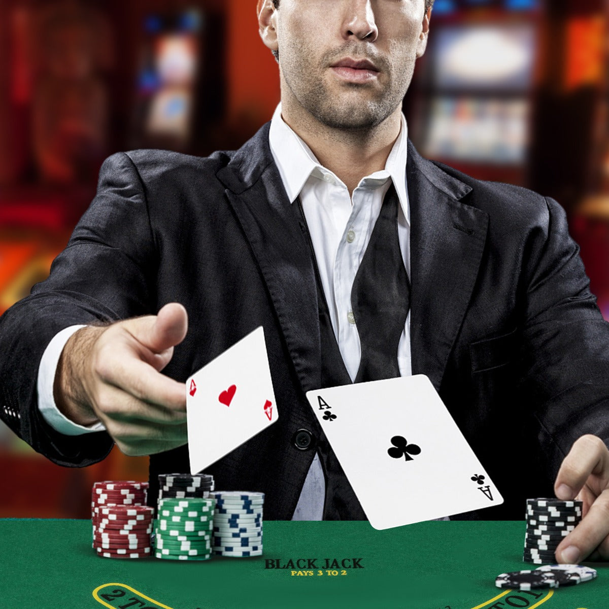 Conjunto de Fichas de Póquer de Casino – 300 Fichas – Preto – Feltro