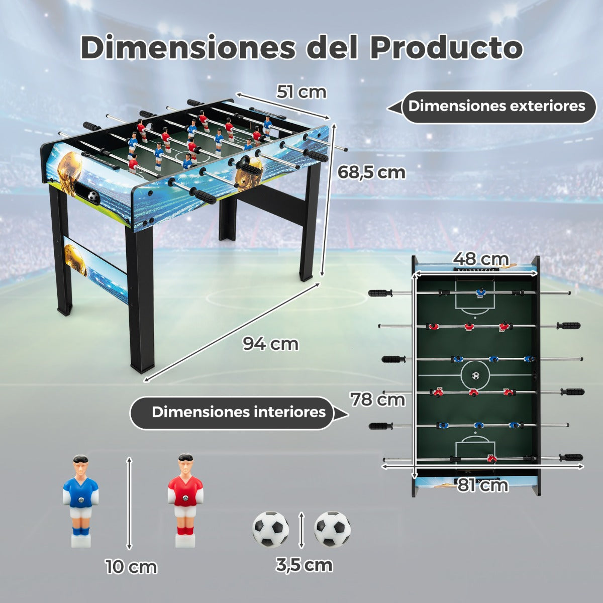 Futebolim de Mesa – 94 x 51 x 68,5 cm