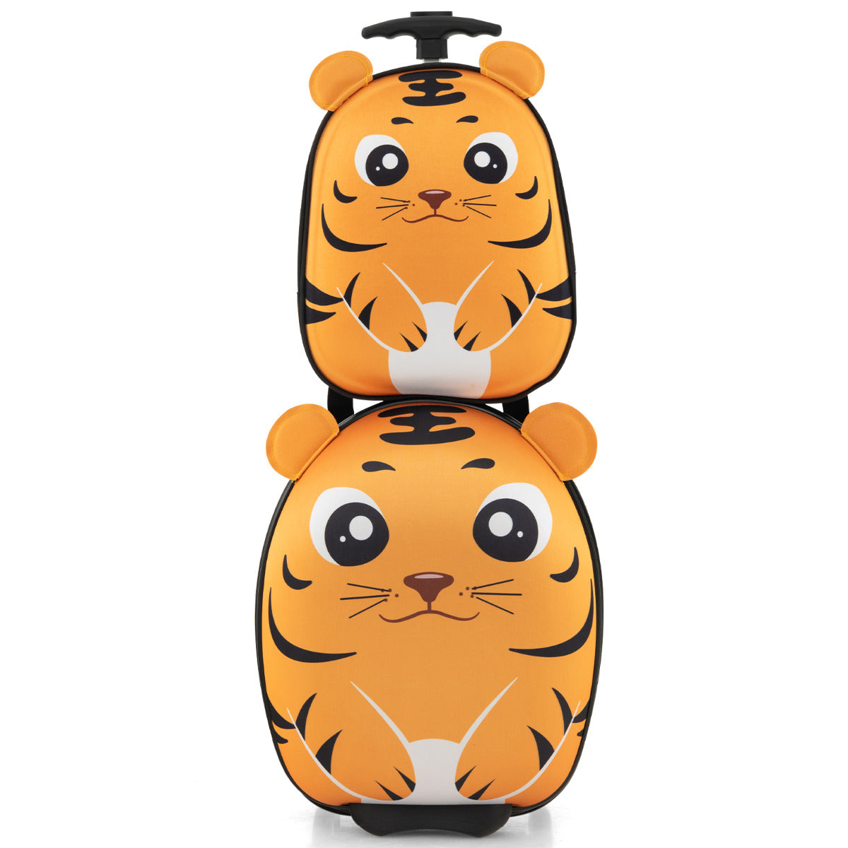 Conjunto de Malas para Crianças 2 Peças Bagagem de Viagem 40 cm com Mochila 30 cm Rolante Leve Portátil Aprovado por Companhias Aéreas Amarelo