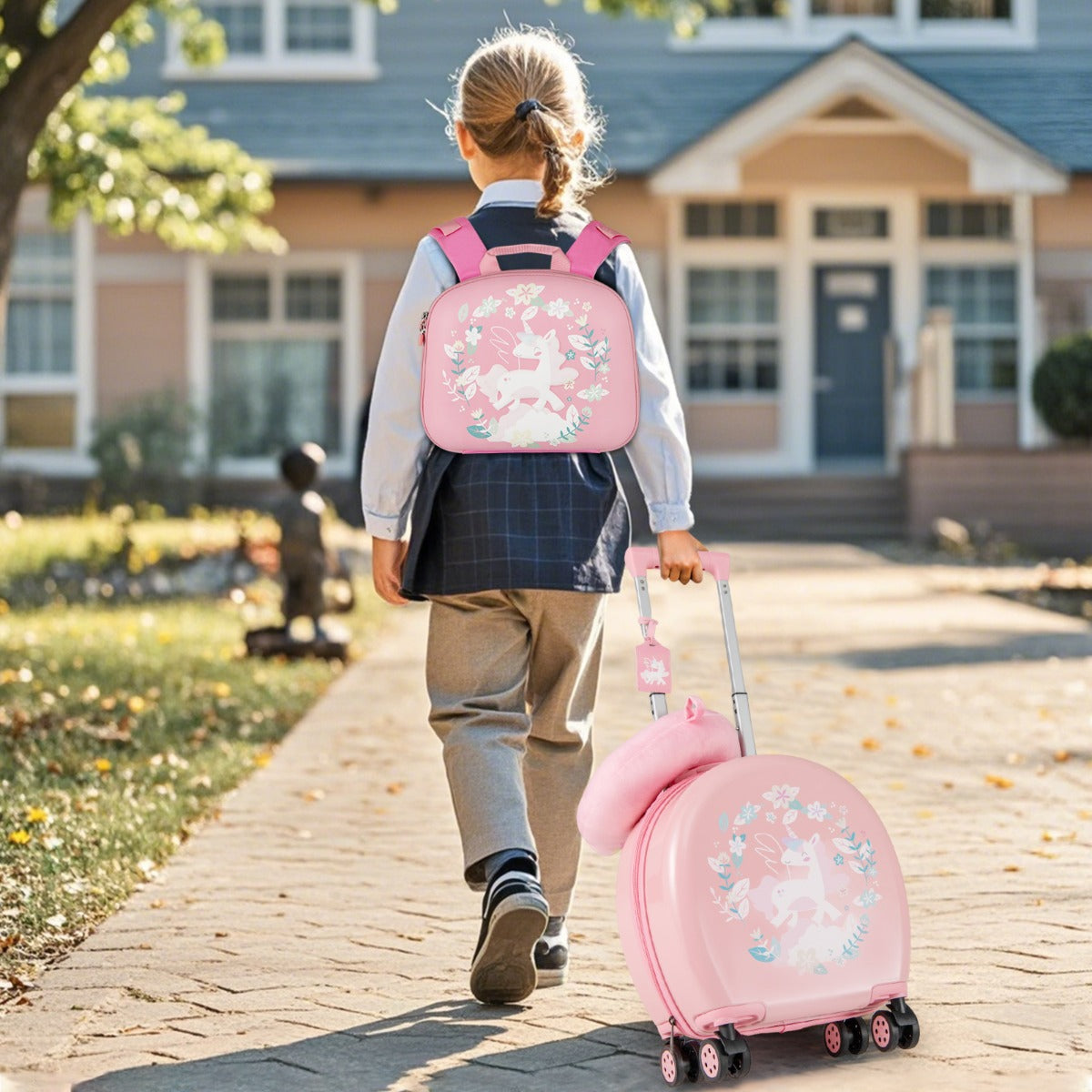 Conjunto de Malas para Crianças – 14 polegadas – Rosa – ABS e tecido oxford