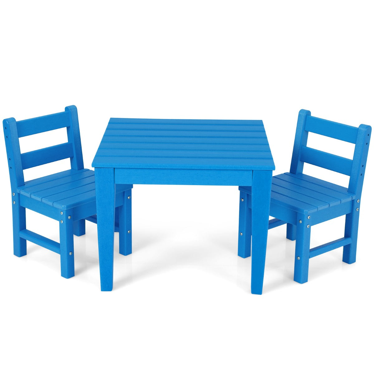 Conjunto de Mesa e Cadeiras para Crianças de 3 Peças - Mesa de Atividades e 2 Cadeiras com Encosto para Brincar, Desenhar e Ler - Azul