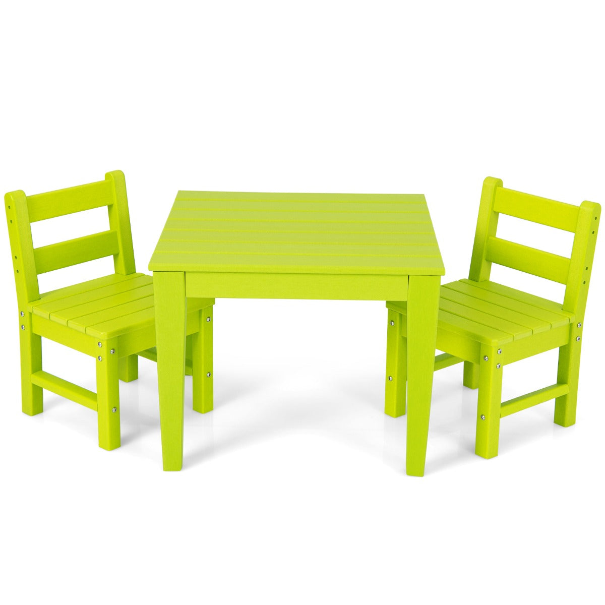 Conjunto de Mesa e Cadeira para Crianças de 3 Peças - Mesa de Atividades e 2 Cadeiras com Encosto para Brincar, Desenhar e Ler - Verde