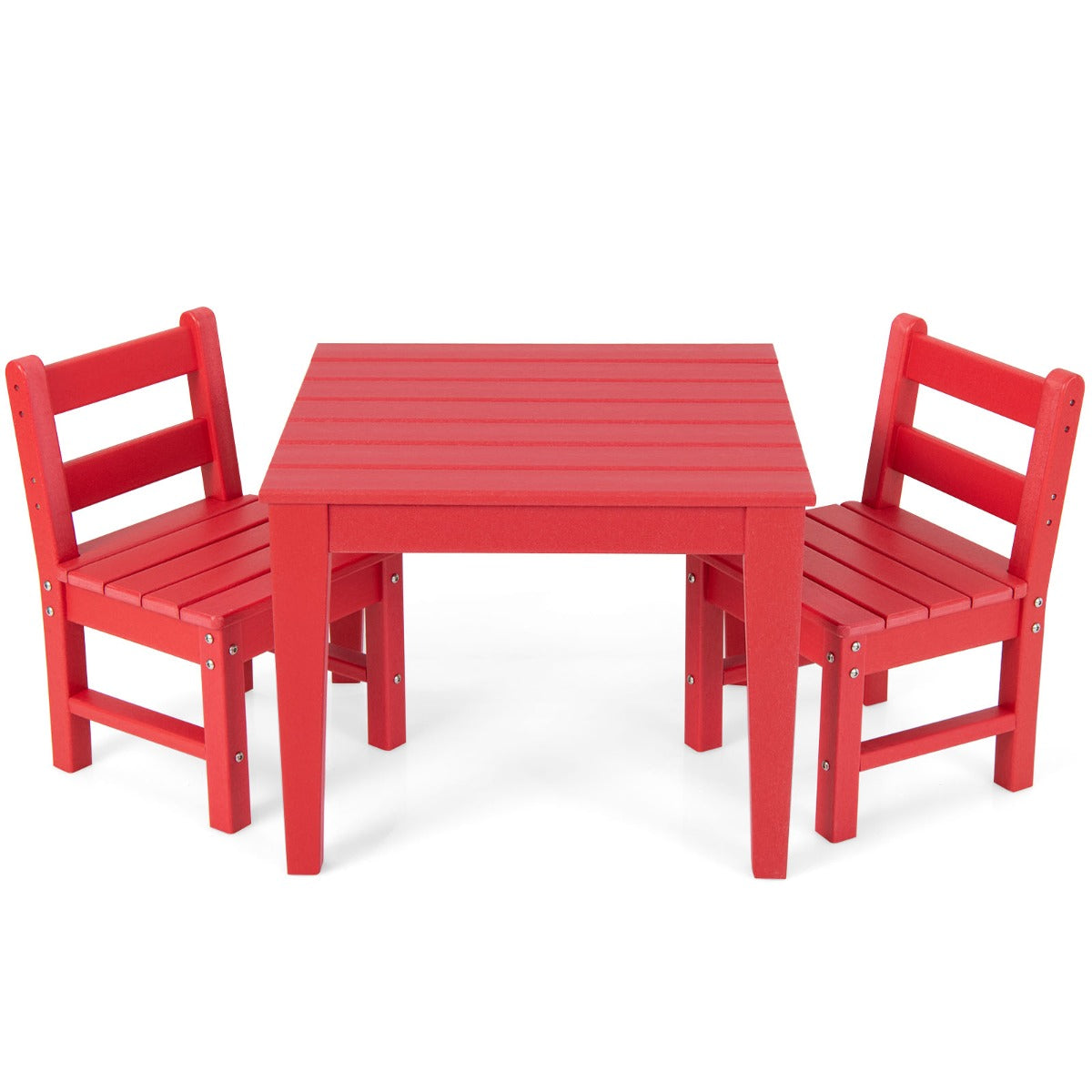 Conjunto de Mesa e Cadeiras para Crianças de 3 Peças Mesa de Atividades e 2 Cadeiras com Encosto para Brincar, Desenhar e Ler - Cadeira + Mesa - Vermelho