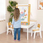 Conjunto de Mesa Elevável e 2 Cadeiras – 109 cm x 60 cm x 53 cm – Natural