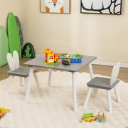 Conjunto de Mesa e 2 Cadeiras Infantil – 62 cm x 62 cm x 43 cm – Cinza – Madeira