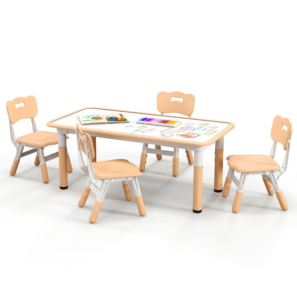 Conjunto de Mesa e Cadeiras Infantis – Ajustável em altura – Grafite – Material não especificado